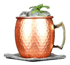 Caneca Moscow Mule 600Ml 9Cm Em Cobre Alça Dourada Kehome