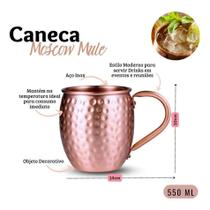 Caneca Moscow Mule Martelada 550Ml Aço Inoxidável