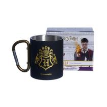 Caneca Mosquetão Inox Harry Potter Hogwarts Brasão Xicara de 300ml Zona Criativa Geek Presente