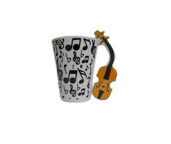 Caneca Musical Porcelana Com Alça De Violino - Decore Casa