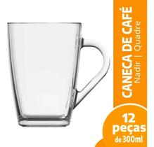 Caneca Nadir Quadre Transparente 300ml Set Sim Vidro C/12un Transparente