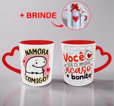 Caneca Namora Comigo Dia Dos Namorados Presente Romântico Alça de Coração
