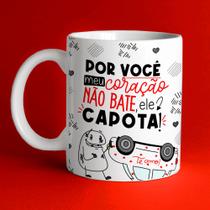 Caneca Namorado Meu coração não bate, ele capota Caneca Branca Personalizada