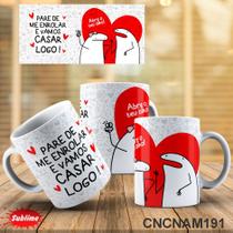 Caneca Namorados Flork Pare De Me Enrolar E Vamos Casar Logo Abre Teu Olho