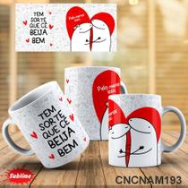 Caneca Namorados Flork Tem Sorte Que Você Beija Bem Pelo Menos Isso