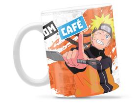 Caneca Naruto Com Café Divertida Porcelana Xícara 325ml + Caixa Presente