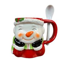 Caneca Natal Boneco de Neve com Colher