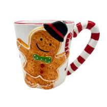 Caneca Natalina Biscoito Ginger Candy em Cerâmica 450ml MP1793