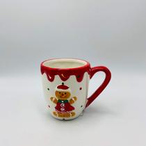 Caneca Natalina Cookies em Cerâmica Branca e Vermelha 350ml Caneca Natalina Cookies em Cerâmica Branca e Vermelha 350ml