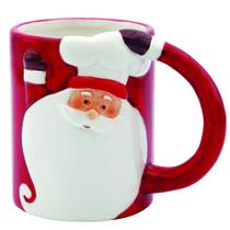Caneca natalina de cerâmica Papai Noel cozinheiro Kuhar 330 ml - FARTEX