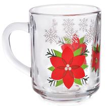 Caneca natalina de vidro Flores 245 ml Caneca natalina de vidro Flores 245 ml