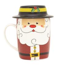 Caneca Natalina Papai Noel Com Chapéu 320Ml Cerâmica