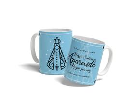 Caneca Nossa Senhora Aparecida Rogai por nós Azul