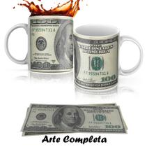 Caneca Nota 100 Dollar Dinheiro Cem Dólares Dolar Presente Natal Aniversario