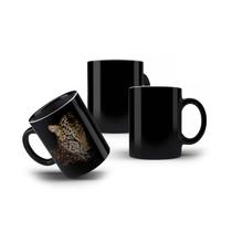 Caneca Onça Pintada Jaguar Jaguatirica Leopardo Preta 325mL Caneca Onça Pintada Jaguar Jaguatirica Leopardo Preta 325mL