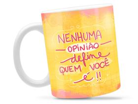 Caneca Opinião Frase Divertida Porcelana Xícara 325ml + Caixa Presente