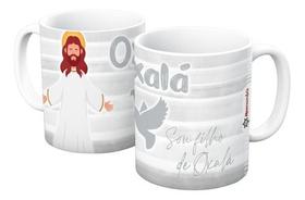 Caneca Orixá Oxala Porcelana Branca Exclusivo Macumbis