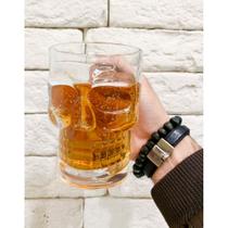 Caneca p/chopp e cerveja de vidro Caveira Rock Style 365ml - LYOR