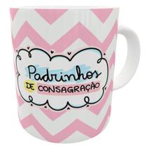 Caneca padrinho de consagração presente rosa pronta entrega