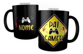 Caneca Pai Gamer Preta Personalizada Com Nome Pai Geek Nerd