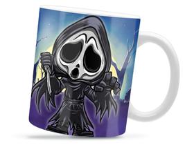 Caneca Panico Halloween Divertida Porcelana Xícara 325ml + Caixa Presente