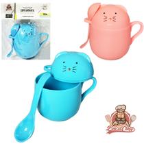 Caneca papinha com tampa e colher de plastico 200ml bons cheff
