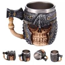 Caneca Para Cerveja Vintage Templários Vikings Medieval Caveira Skull