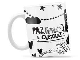 Caneca Paz Amor Cuscuz Divertida Porcelana Xícara 325ml + Caixa Presente Caneca Paz Amor Cuscuz Divertida Porcelana Xícara 325ml + Caixa Presente