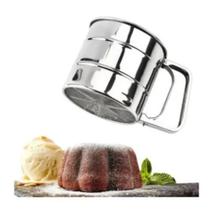 Caneca Peneira E Polvilhador Açúcar Farinha Canela Aço Inox