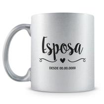Caneca Perolada Prata - Esposa Personalizada com Data