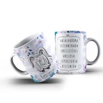 Caneca Personalidade Signo Capricórnio com Flores 325ml