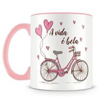 Caneca Personalizada a Vida é Bela - Porcelana Rosa