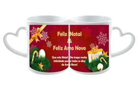 Caneca Personalizada Alça de coração Feliz Natal - 01 unid