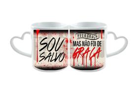 Caneca Personalizada Alça de coração Sou Salvo - 01 unid