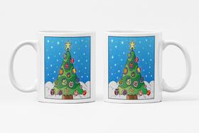 Caneca Personalizada Arvore de Natal de Porcelana 325ml