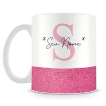 Caneca Personalizada Base Glitter Rosa com Nome