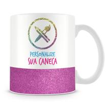 Caneca Personalizada Base Glitter Roxa - 325ml