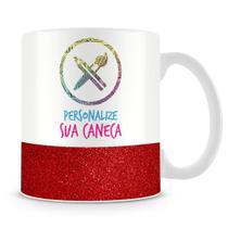 Caneca Personalizada Base Glitter Vermelho - 325ml