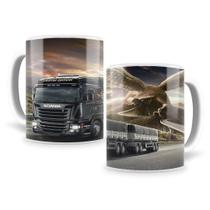 Caneca Personalizada Caminhão Scania Preto Em Porcelana