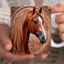 Caneca Personalizada Cavalo Marrom Porcelana 350 ml