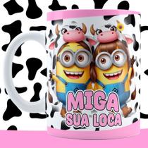 Caneca Personalizada Cerâmica Minions para Amizade Miga Sua Loca