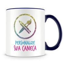 Caneca Personalizada com Alça e Interior Azul Escuro - Crie a Sua