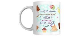 Caneca personalizada com caixa branca presenteável QUE A VIDA SEJA DOCE