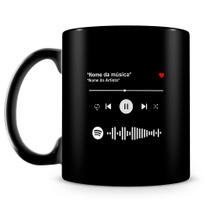 Caneca Personalizada com Foto e Música Spotify 100% Preta - Modelo 3