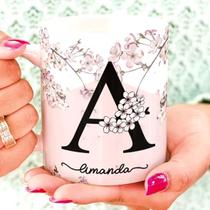Caneca Personalizada com Nome Florais