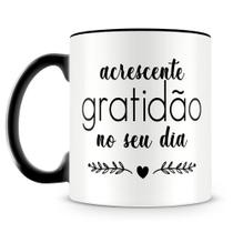 Caneca Personalizada de Porcelana com Frase 'Acrescente Gratidão' - 325ml