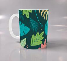 Caneca Personalizada de Porcelana Folhas Presente Criativo Para Quem Gosta De Plantas