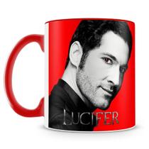 Caneca Personalizada de Porcelana Lucifer com Alça Vermelha - 325ml