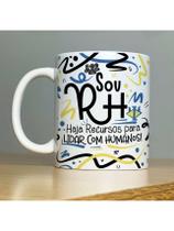 Caneca Personalizada de Porcelana Profissão: Sou Recursos Humanos - cor: Azul - 325ML