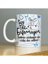 Caneca Personalizada de Porcelana Profissão: Sou Técnico de enfermagem com Flork - cor: Azul - 325ML